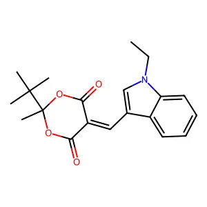 2-tert-butyl-5-[(1-ethyl-1H-indol-3-yl)methylene]-2-methyl-1,3-dioxane-4,6-dione structure