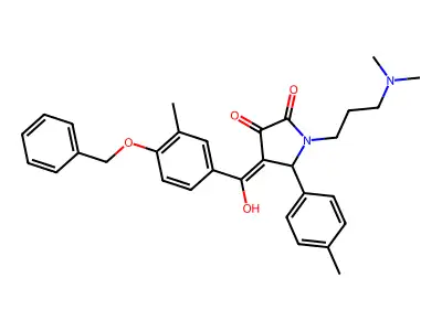 1-[3-(dimethylamino)propyl]-4-[hydroxy-(3-methyl-4-phenylmethoxyphenyl)methylidene]-5-(4-methylphenyl)pyrrolidine-2,3-dione structure
