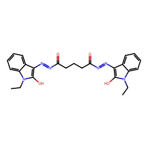 N'~1~,N'~5~-bis[(3Z)-1-ethyl-2-oxo-1,2-dihydro-3H-indol-3-ylidene]pentanedihydrazide structure