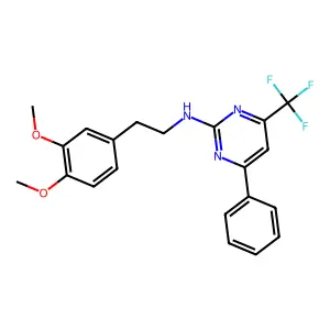 N-[2-(3,4-dimethoxyphenyl)ethyl]-4-phenyl-6-(trifluoromethyl)pyrimidin-2-amine structure