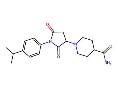 1-{2,5-Dioxo-1-[4-(propan-2-yl)phenyl]pyrrolidin-3-yl}piperidine-4-carboxamide structure