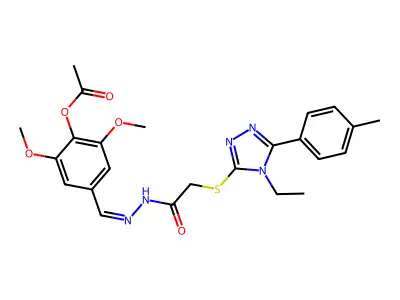 [4-[(E)-[[2-[[4-ethyl-5-(4-methylphenyl)-1,2,4-triazol-3-yl]sulfanyl]acetyl]hydrazinylidene]methyl]-2,6-dimethoxyphenyl] acetate structure