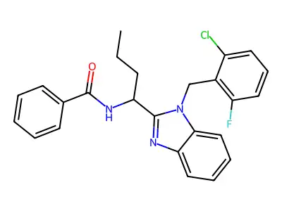 N-{1-[1-(2-chloro-6-fluorobenzyl)-1H-benzimidazol-2-yl]butyl}benzamide structure