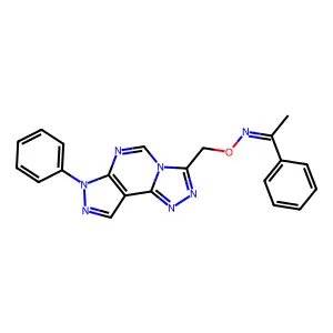 1-Phenylethanone O-[(7-phenyl-7H-pyrazolo[4,3-e]-1,2,4-triazolo[4,3-c]pyrimidin-3-yl)methyl]oxime structure