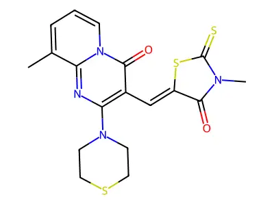 (Z)-3-methyl-5-((9-methyl-4-oxo-2-thiomorpholino-4H-pyrido[1,2-a]pyrimidin-3-yl)methylene)-2-thioxothiazolidin-4-one structure