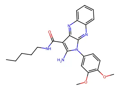 2-amino-1-(3,4-dimethoxyphenyl)-N-pentyl-1H-pyrrolo[2,3-b]quinoxaline-3-carboxamide structure