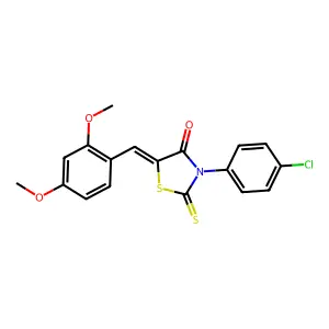 (5Z)-3-(4-chlorophenyl)-5-(2,4-dimethoxybenzylidene)-2-thioxo-1,3-thiazolidin-4-one structure