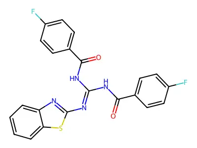 N-[(Z)-(1,3-benzothiazol-2-ylamino){[(4-fluorophenyl)carbonyl]amino}methylidene]-4-fluorobenzamide structure