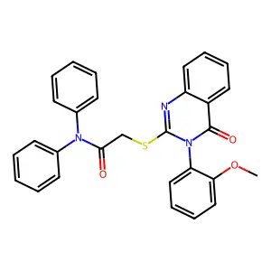 2-[3-(2-methoxyphenyl)-4-oxoquinazolin-2-yl]sulfanyl-N,N-diphenylacetamide structure