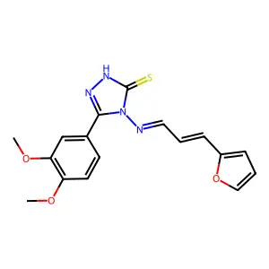 3-(3,4-dimethoxyphenyl)-4-[(E)-[(E)-3-(furan-2-yl)prop-2-enylidene]amino]-1H-1,2,4-triazole-5-thione structure