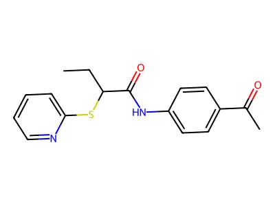 N-(4-acetylphenyl)-2-pyridin-2-ylsulfanylbutanamide structure