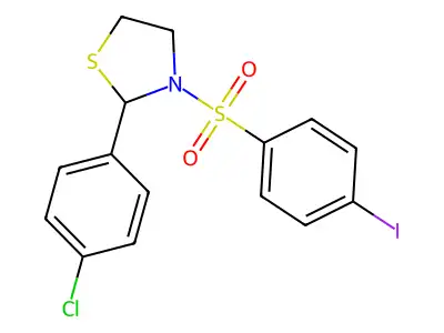 2-(4-Chlorophenyl)-3-((4-iodophenyl)sulfonyl)thiazolidine structure