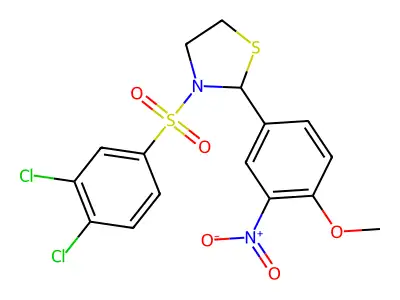 3-((3,4-Dichlorophenyl)sulfonyl)-2-(4-methoxy-3-nitrophenyl)thiazolidine structure