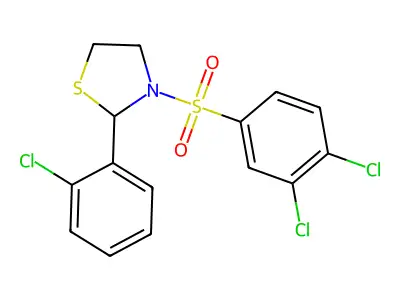 2-(2-Chlorophenyl)-3-((3,4-dichlorophenyl)sulfonyl)thiazolidine structure