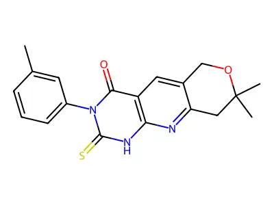 2-Mercapto-7,7-dimethyl-3-m-tolyl-3,5,7,8-tetrahydro-6-oxa-1,3,9-triaza-anthracen-4-one structure