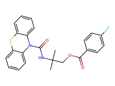 2-methyl-2-[(10H-phenothiazin-10-ylcarbonyl)amino]propyl 4-fluorobenzoate structure