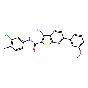3-amino-N-(3-chloro-4-methylphenyl)-6-(3-methoxyphenyl)thieno[2,3-b]pyridine-2-carboxamide structure