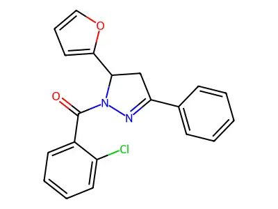 (2-Chlorophenyl)-[3-(furan-2-yl)-5-phenyl-3,4-dihydropyrazol-2-yl]methanone structure