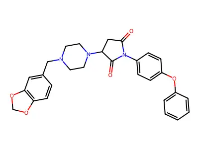 3-[4-(1,3-benzodioxol-5-ylmethyl)piperazin-1-yl]-1-(4-phenoxyphenyl)pyrrolidine-2,5-dione structure
