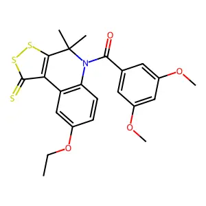 (3,5-dimethoxyphenyl)(8-ethoxy-4,4-dimethyl-1-thioxo-1,4-dihydro-5H-[1,2]dithiolo[3,4-c]quinolin-5-yl)methanone structure