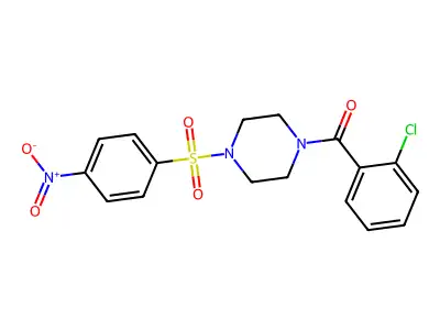 (2-Chlorophenyl)-[4-(4-nitrophenyl)sulfonylpiperazin-1-yl]methanone structure