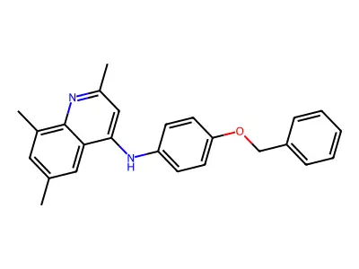 N-(4-(benzyloxy)phenyl)-2,6,8-trimethylquinolin-4-amine structure