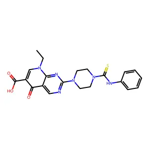 8-ethyl-5-oxo-2-[4-(phenylcarbamothioyl)piperazin-1-yl]-5,8-dihydropyrido[2,3-d]pyrimidine-6-carboxylic acid structure