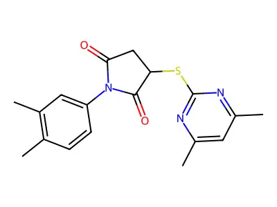 1-(3,4-dimethylphenyl)-3-[(4,6-dimethylpyrimidin-2-yl)sulfanyl]pyrrolidine-2,5-dione structure