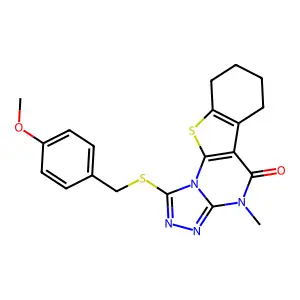 1-[(4-methoxybenzyl)sulfanyl]-4-methyl-6,7,8,9-tetrahydro[1]benzothieno[3,2-e][1,2,4]triazolo[4,3-a]pyrimidin-5(4H)-one structure
