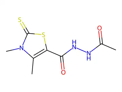 N'-acetyl-3,4-dimethyl-2-sulfanylidene-1,3-thiazole-5-carbohydrazide structure