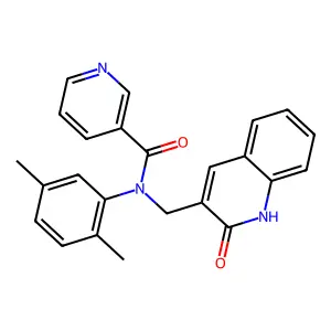 N-(2,5-dimethylphenyl)-N-[(2-oxo-1H-quinolin-3-yl)methyl]pyridine-3-carboxamide structure