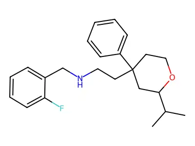 N-[(2-fluorophenyl)methyl]-2-(4-phenyl-2-propan-2-yloxan-4-yl)ethanamine structure