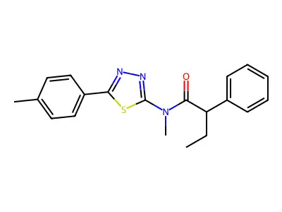 N-methyl-N-[5-(4-methylphenyl)-1,3,4-thiadiazol-2-yl]-2-phenylbutanamide structure