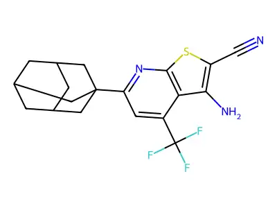 6-(1-Adamantyl)-3-amino-4-(trifluoromethyl)thieno[2,3-b]pyridine-2-carbonitrile structure