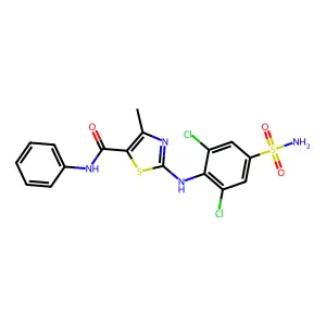 2-(2,6-dichloro-4-sulfamoylanilino)-4-methyl-N-phenyl-1,3-thiazole-5-carboxamide structure