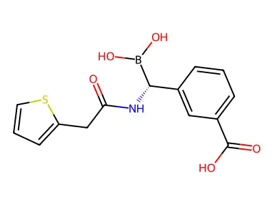 3-[Borono-[(2-thiophen-2-ylacetyl)amino]methyl]benzoic acid structure