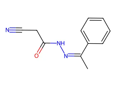 2-cyano-N-(1-phenylethylideneamino)acetamide structure