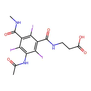 beta-Alanine, N-(3-acetamido-5-methylcarbamoyl-2,4,6-triiodobenzoyl)- structure