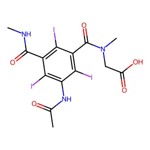 Sarcosine, N-(3-acetamido-5-methylcarbamoyl-2,4,6-triiodobenzoyl)- structure