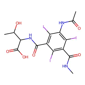 Threonine, N-(3-acetamido-5-methylcarbamoyl-2,4,6-triiodobenzoyl)-, DL- structure