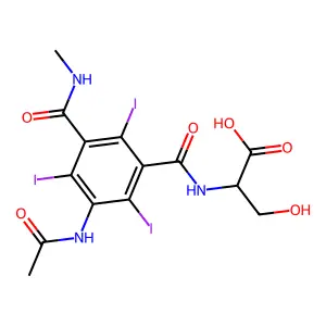 Serine, N-(3-acetamido-5-methylcarbamoyl-2,4,6-triiodobenzoyl)-, DL- structure