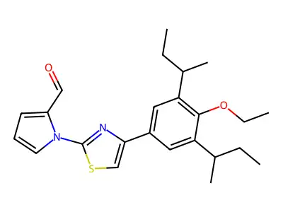 1-[4-(3,5-dibutan-2-yl-4-ethoxy-phenyl)-1,3-thiazol-2-yl]pyrrole-2-carbaldehyde structure