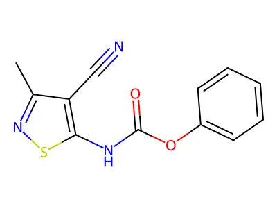 Phenyl (4-cyano-3-methyl-1,2-thiazol-5-yl)carbamate structure