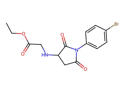 [1-(4-Bromo-phenyl)-2,5-dioxo-pyrrolidin-3-ylamino]-acetic acid ethyl ester structure