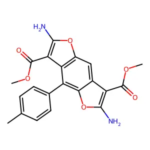 dimethyl 2,6-diamino-4-(4-methylphenyl)furo[2,3-f][1]benzofuran-3,7-dicarboxylate structure
