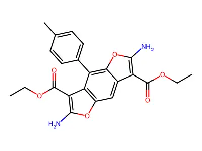Diethyl 2,6-diamino-4-(4-methylphenyl)furo[2,3-f][1]benzofuran-3,7-dicarboxylate structure