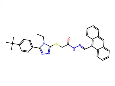 (Z)-N'-(anthracen-9-ylmethylene)-2-((5-(4-(tert-butyl)phenyl)-4-ethyl-4H-1,2,4-triazol-3-yl)thio)acetohydrazide structure