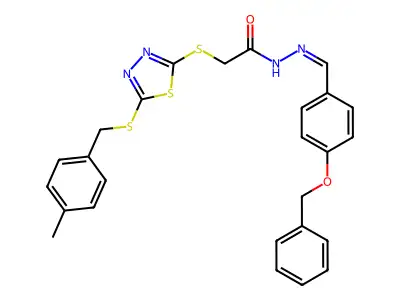 N'-{(E)-[4-(BENZYLOXY)PHENYL]METHYLIDENE}-2-({5-[(4-METHYLBENZYL)SULFANYL]-1,3,4-THIADIAZOL-2-YL}SULFANYL)ACETOHYDRAZIDE structure
