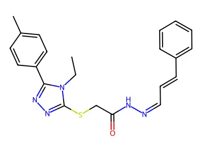 2-[[4-ethyl-5-(4-methylphenyl)-1,2,4-triazol-3-yl]sulfanyl]-N-[(E)-[(E)-3-phenylprop-2-enylidene]amino]acetamide structure