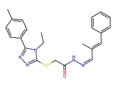 2-[[4-ethyl-5-(4-methylphenyl)-1,2,4-triazol-3-yl]sulfanyl]-N-[(E)-[(E)-2-methyl-3-phenylprop-2-enylidene]amino]acetamide structure